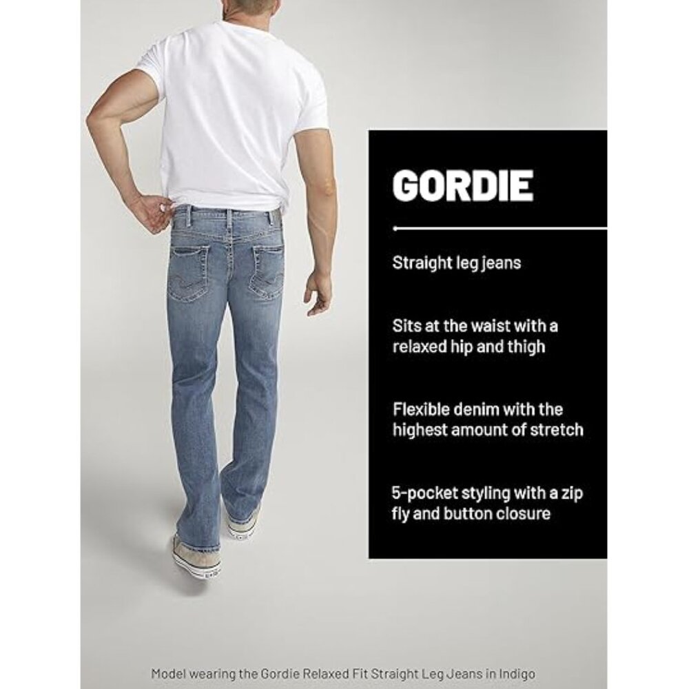Silver Jeans Co. Men's Gordie Relaxed Fit Straight Leg Jeans 34x32 - Picture 6 of 6